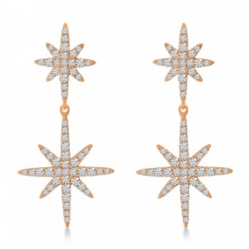 Diamond Double Starburst Earrings 14K Rose Gold (0.58ct)