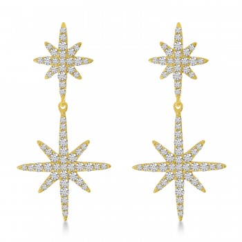 Diamond Double Starburst Earrings 14K Yellow Gold (0.58ct)