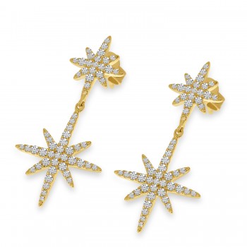Diamond Double Starburst Earrings 14K Yellow Gold (0.58ct)