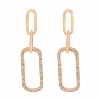 Diamond Paperclip Link Earrings 14k Rose Gold (0.20ct)