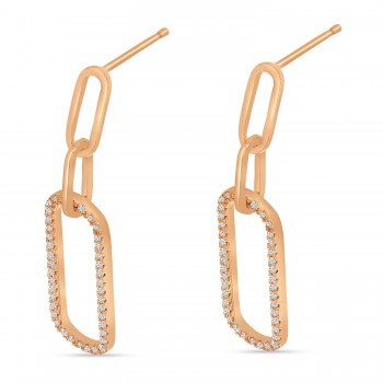 Diamond Paperclip Link Earrings 14k Rose Gold (0.20ct)