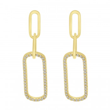 Diamond Paperclip Link Earrings 14k Yellow Gold (0.20ct)