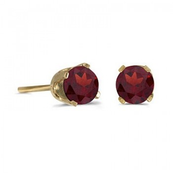 Round Garnet Studs Earrings in 14k Yellow Gold (0.60 ct)