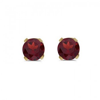 Round Garnet Studs Earrings in 14k Yellow Gold (0.60 ct)