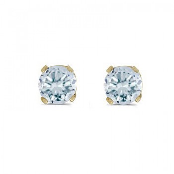 Round Aquamarine Studs Earrings in 14k Yellow Gold (0.46 ct)