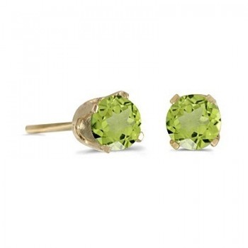 Round Peridot Studs Earrings in 14k Yellow Gold (0.60 ct)