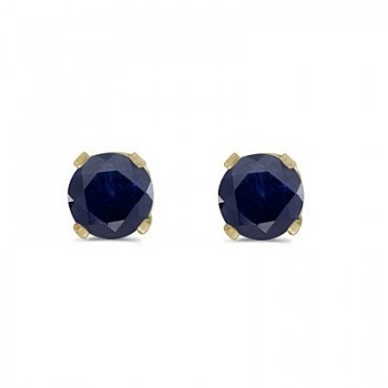 Round Sapphire Stud Earrings in 14k Yellow Gold (4 mm)