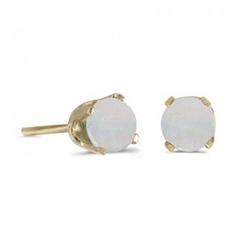 Round Opal Studs Earrings in 14k Yellow Gold (0.60 ct)