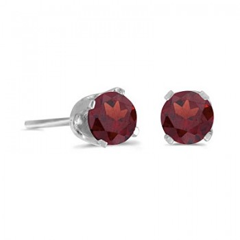 Round Garnet Studs Earrings in 14k White Gold (0.60ct)