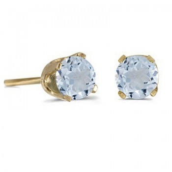 0.82ct Aquamarine Stud Earrings March Birthstone 14k Yellow Gold