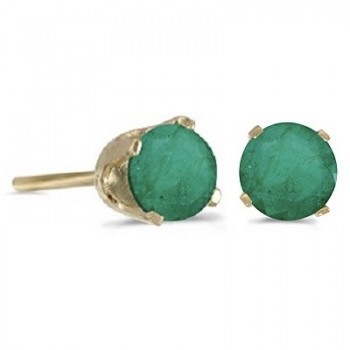 0.96ct Emerald Stud Earrings May Birthstone 14k Yellow Gold