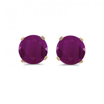 1.20ct Ruby Stud Earrings July Birthstone 14k Yellow Gold