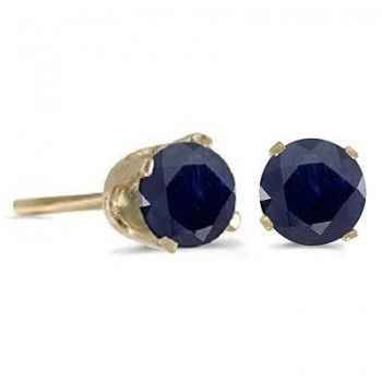 1.20ct Blue Sapphire Stud Earrings September Birthstone 14k Yellow Gold