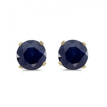 1.20ct Blue Sapphire Stud Earrings September Birthstone 14k Yellow Gold