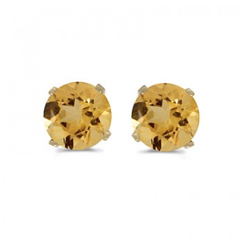 0.80ct Round Citrine Stud Earrings November Birthstone 14k Yellow Gold