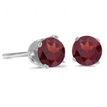 1.20ct Garnet Stud Earrings January Birthstone 14k White Gold