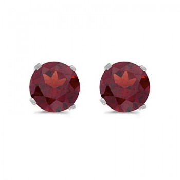 1.20ct Garnet Stud Earrings January Birthstone 14k White Gold