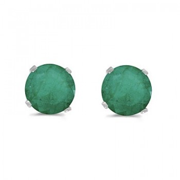 0.96ct Emerald Stud Earrings May Birthstone 14k White Gold