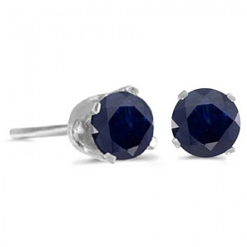 1.20ct Blue Sapphire Stud Earrings September Birthstone 14k White Gold