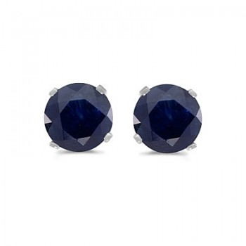 1.20ct Blue Sapphire Stud Earrings September Birthstone 14k White Gold