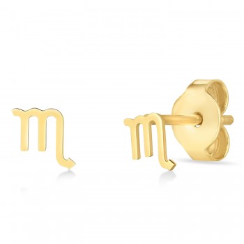 Scorpio Zodiac Stud Earrings 14K Yellow Gold