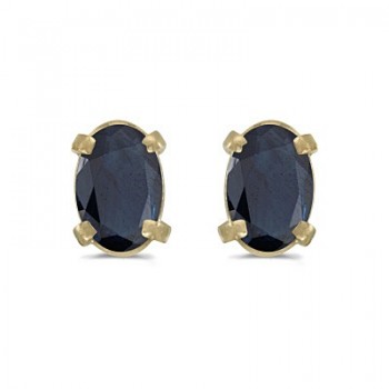 Oval Sapphire Stud Earrings in 14k Yellow Gold (1.20 cttw)