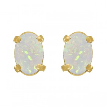 Oval-Shaped Opal Stud Earrings in 14K Yellow Gold (0.54 ct)