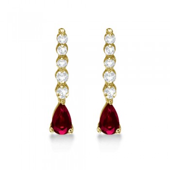 Pear Lab Ruby & Diamond Graduated Drop Earrings 14k Yellow Gold (0.80ctw)