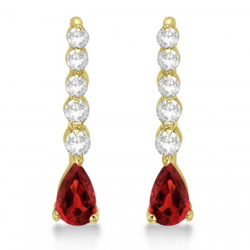 Pear Garnet & Diamond Graduated Drop Earrings 14k Yellow Gold (0.80ctw)