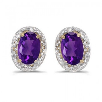 Diamond and Amethyst Earrings 14k Yellow Gold (0.90ct)