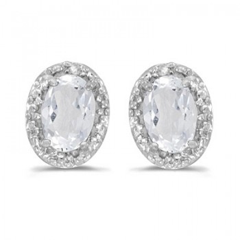 Diamond and White Topaz Earrings 14k White Gold (1.14ct)
