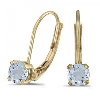 Aquamarine Lever-Back Drop Earrings 14k Yellow Gold (0.46ctw)