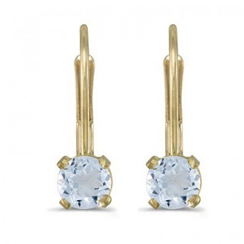 Aquamarine Lever-Back Drop Earrings 14k Yellow Gold (0.46ctw)