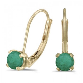 Emerald Lever-Back Drop Earrings 14k Yellow Gold (0.50ctw)