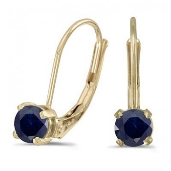 Blue Sapphire Lever-Back Drop Earrings 14k Yellow Gold (0.60ctw)