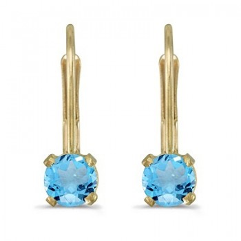 Blue Topaz Lever-Back Drop Earrings 14k Yellow Gold (0.60ctw)