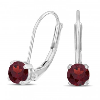 Garnet Lever-Back Drop Earrings 14k White Gold (0.60ctw)