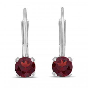 Garnet Lever-Back Drop Earrings 14k White Gold (0.60ctw)