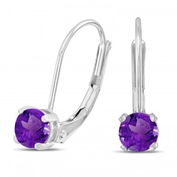 Amethyst Lever-Back Drop Earrings 14k White Gold (0.40ctw)