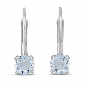 Aquamarine Lever-Back Drop Earrings 14k White Gold (0.46ctw)