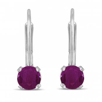 Ruby Lever-Back Drop Earrings 14k White Gold (0.66ctw)