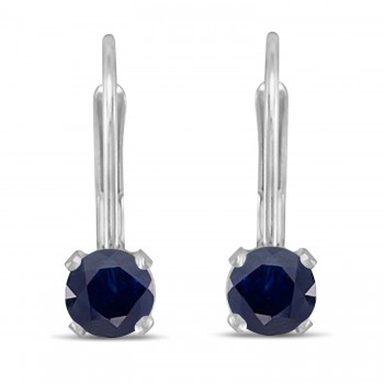 Blue Sapphire Lever-Back Drop Earrings 14k White Gold (0.60ctw)