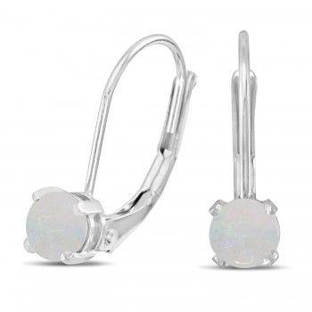 Opal Lever-Back Drop Earrings 14k White Gold (0.60ctw)