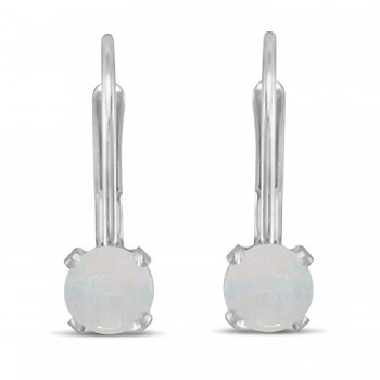 Opal Lever-Back Drop Earrings 14k White Gold (0.60ctw)