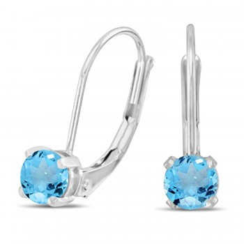 Blue Topaz Lever-Back Drop Earrings 14k White Gold (0.60ctw)