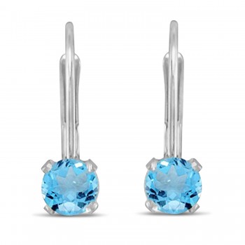 Blue Topaz Lever-Back Drop Earrings 14k White Gold (0.60ctw)