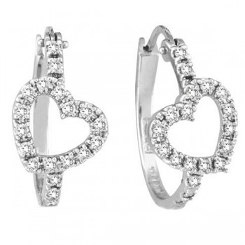 Diamond Heart Hoop Earrings in 14k White Gold (0.50ct)