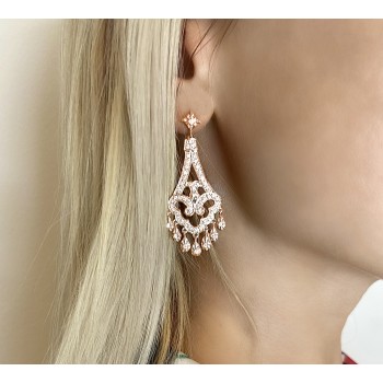 Dangling Chandelier Diamond Earrings 14K Rose Gold (1.08ct)