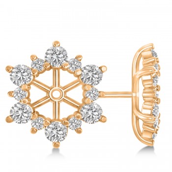 Diamond Flower Halo Earring Jackets 14k Rose Gold (1.20ct)