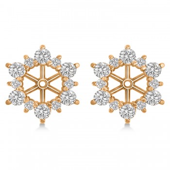 Diamond Flower Halo Earring Jackets 14k Rose Gold (1.20ct)